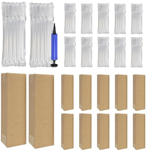 Lot de 10 Emballages gonflables pour Bouteille de vin et Boîte d'expédition de vin avec Pompe à air Colonnes d'air gonflables pour un emballage sûr et un transport