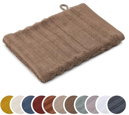 liebling Waschhandschuh Luxus Bio Baumwolle, Serie Marseille, 770 gr. / m², 16 x 21 cm, Ökotex, 60 Grad, saugstark, schnelltrocknend, Farbe: Stein