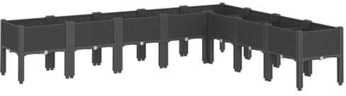 vidaXL Jardinera con Patas, Maceta para Verduras Flores Plantas, Macetero de Hierbas, Decoración para Jardín Patio Balcón Terraza, PP Negro
