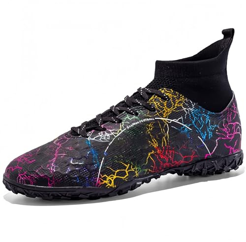 KUUK Scarpe da Calcio Uomo Donna Turf Scarpe da Calcetto Indoor Unisex Artificiale Scarpe da Allenamento Teenager AG TF Erba Sintetica Training Scarpe (028 Nero TF 41)
