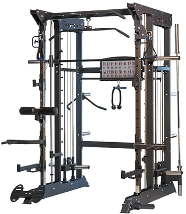 ION Fitness Multistation Smith IF1000 Traction Disques Olympiques 110 kg | Ratio de résistance 2:1, Poulies réglables sur 22 positions, Barre Smith réglable sur 10 positions