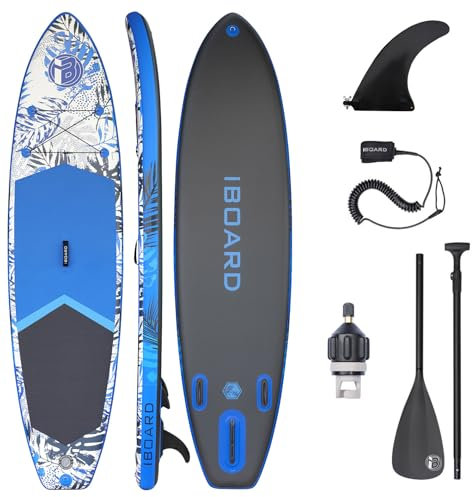 iBOARD Inflatable Paddle Board 11′×32″×6″ Premium Stand Up Paddle Board | Wide and Stable High Load SUP Paddleboard for Adults & Youth| Explore Fishing Yoga