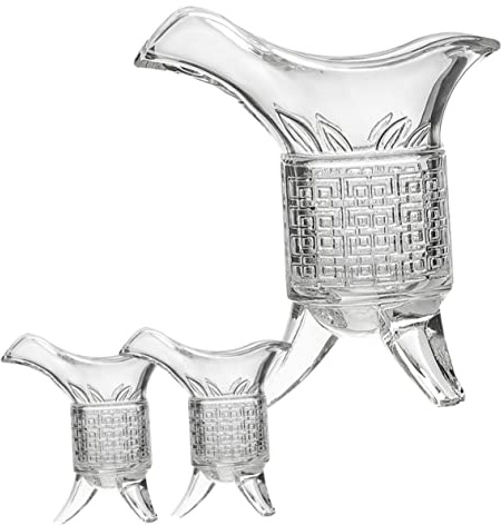 ABOOFAN Ensemble Verre à Liqueur Trépied 10 Ml et Distributeur de Vin 120 Ml en Verre Transparent, Style Rétro Chinois, pour Décoration de Mariage et Usage Domestique, Kit 3 Pièces
