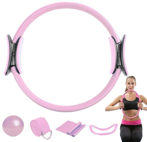 Pilates Ring Circles, PilatesRing Für Frauen, Pilates Set Für Zuhause, 5 Teilige Pilatesring Ausrüstungsset Mit Pilate Ball Und Widerstandsbändern, Trainingsausrüstung YogaBands Für Dehnungsstärke