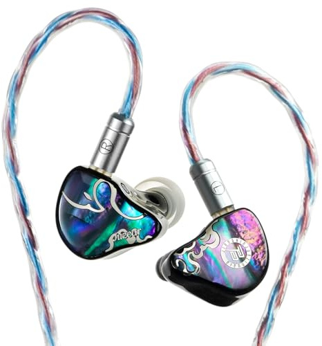 HiFiGo IEMs Juzear x Z Reviews Defiant in Ear Monitor, 1DD +3BA Hybrid Drivers Earphone, HiFi Wired Gaming IEM Earbuds with Detachable Cable for Musician Audiophile Gamer (Rainbow)