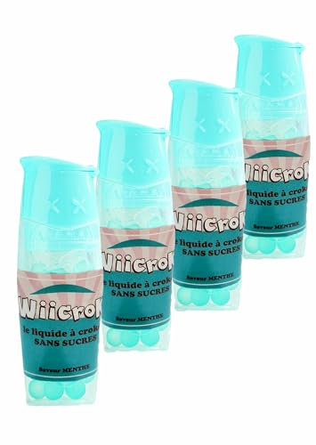 4 boites de Wiicrok Bonbons Liquides Sans Sucres, Saveur Menthe, Billes à Croquer