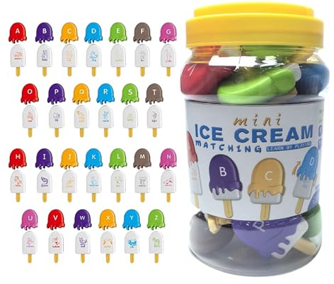 Genérico Gioco di corrispondenza lettere per bambini - Kit di abbinamento lettere con bastoncini di gelato, gioco educativo per formare parole | Gioco di attività linguistiche, giocattoli di