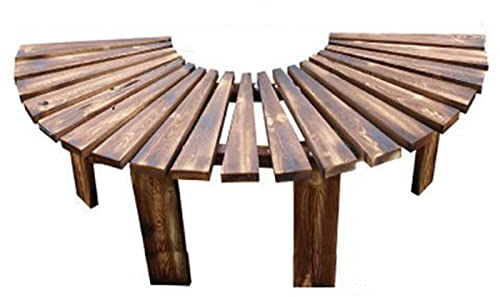 Banco de jardín semicircular de madera maciza anticorrosión con forma de abanico para exteriores, muebles curvados para terraza y balcón, elegante taburete floral para jardines