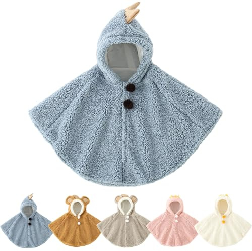 Risipu Poncho Baby Cap à Capuche Caldo Mignon Coupe-Vent Inverno Autunno Abbigliamento Esterno Caldo Châle per Bambino 0-3 Anni Cappotto Morbido e Caldo per Passeggino Auto Uscita, Einheitsgröße