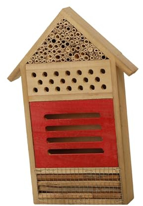 Qianly Casa de Abejas Hotel de Madera para Insectos Refugio de Abejas Caja Colgante para Mariposas Y Mariquitas con Diseño Resistente a La Intemperie Adecuad, Rojo, 19.5 X 4 X 29.5 Cm