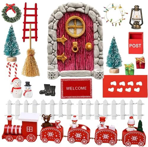 Doll House Fairy Door Accessories Set, Miniature Door Kit With Mailbox, Ladder, Fence For Doll House, Craft Activities For Kids, Educational Toy, Wall Decor, Enchanting Night Light