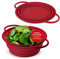 Coolinato Colador de silicona plegable apto para lavavajillas, colador de pasta, escurridor de vapor, colador de cocina, 16 cm, color rojo