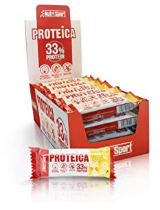 NUTRISPORT Barretta proteica | Integratore Alimentare | Alto contenuto proteico | Supplemento per Atleti | Sapore di banana | 24 unità