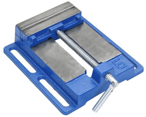 vidaXL Mordaza para Taladro, Tornillo de Banco para Taladro, Abrazadera de Taladro, Mordaza para Taller Máquina, Hierro Fundido Azul 150 mm