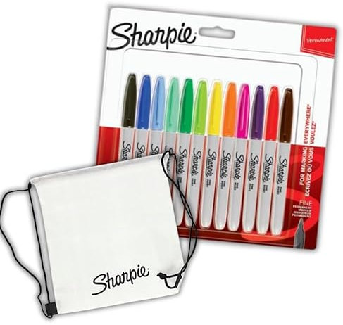 Sharpie Permanentmarker Fine Point (BL12) + Sharpie-Tasche