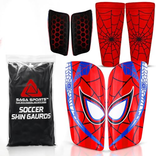 Soccer Shin Guards Kids with Sleeves – Shin Guards Soccer Kids 3-10+ Yrs, Youth Soccer Socks, Protective Shin Pads for Boys & Girls, Football Gear with Shin Guard Sleeves for Training & Matches