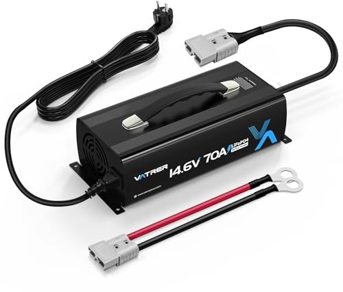 VATRER POWER 14.6V 70A Schnelllade Lithiumbatterieladegerät AC-DC LiFePO4 Batterieladegerät für 12V Lithiumbatterie, mit Mehrfachschutz & LED Anzeige, Eingebautem Kühlventilator