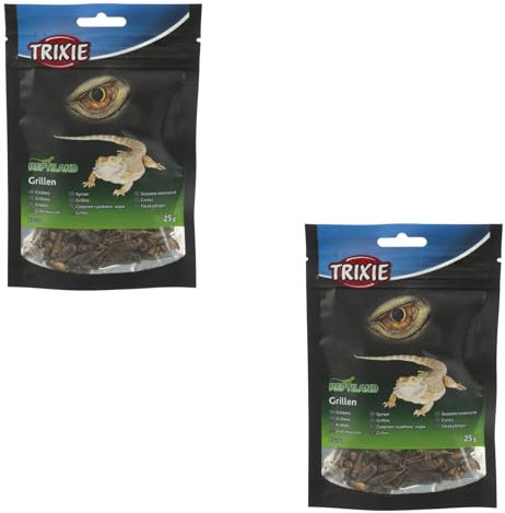 TRIXIE Reptiland Grilli | Confezione Doppia | 2 x 25 g | Snack per rettili & piccoli mammiferi | Ricco di proteine & monoproteico | Può integrare il cibo vivo
