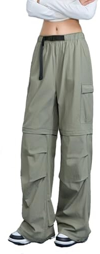FLYGAGA Damen Wanderhose Zip Off Hose Abnehmbare Hosebeine Shorts Sommer mit Gürtel Leichte Schnelltrocknend Atmungsaktiv Funktionshose Trekkinghose Klassischer Outdoorhose Cargohose Stil
