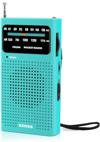 Benss Small Radios Portable AM FM, transistor radios 2AA Battery Operated with Best Reception, Radio with Speaker & Headphone Jack, Pocket Radio for Indoor, Outdoor and Emergency Use(Blue)