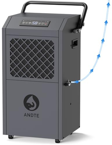 Andte 190 Pints Commercial Dehumidifier with Pump for 3,500 Sq. Ft. - Industrial-Grade Moisture Removal for Basements, Garages & Water Damage Restoration