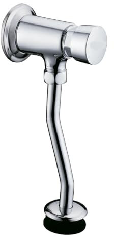 HOMSSY Grifo Pulsador Temporizado de Pared Tipo Presto, Cromado, Cierre Automático de Acción Corta, Ahorro de Agua, Embellecedor Incluido, Rosca M-M 1/2