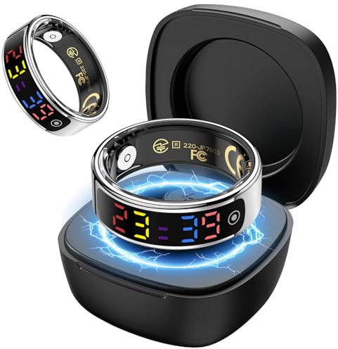 OBEST Anillo Inteligente para Hombre y Mujer, Smart Ring con Pantalla LED, Anillos Inteligentes Fitness Tracker IP68 Compatible con iOS y Android para Monitoreo del Sueño/Oxígeno Cardíaca