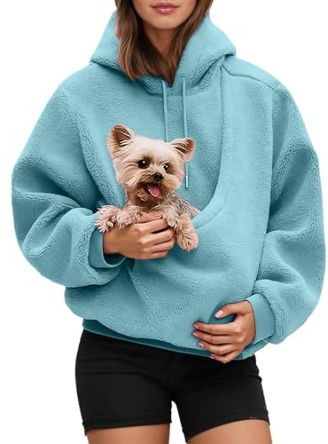 Genérico Sudaderas Mujer con Bolsillo Mascota, Sudadera con Capucha, Bolsillo Canguro para Transportar a tu Perro Cachorro o Gato