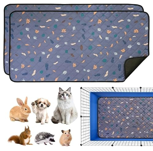 VEGOATY PIPI Lot de 2 coussinets lavables pour lapins : 120 x 61 cm, réutilisables, antidérapants, lavables, pour cages de rongeurs et petits animaux