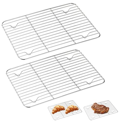 2 stycken rektangulära bakgaller, 29,7 × 18,5 x 1,8 cm, rostfritt stål | rektangulärt tårtgaller, bakgaller, rostfritt stål, för bakning, grillning och torkning, hälsosam och robust,diskmaskinssäker