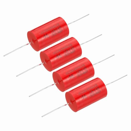 MECCANIXITY 4pcs 12uf Frequency Divider Capacitor, 250V Red Axial Audio Speaker Crossover MKP Film Capacitor