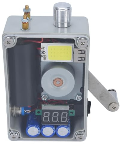 Yosoo Handvevad Generator, Nödströmbank & COB-ficklampa med 5V 5W USB-laddare och LCD-skärm, för Camping, Vandring, Nödfall