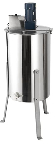 Extractor de miel eléctrico, 140 W, 3 marcos de acero inoxidable, extractor de miel, extractor de miel, extractor tangencial con salida de miel y tapa transparente, para casas, bases de cría y granjas
