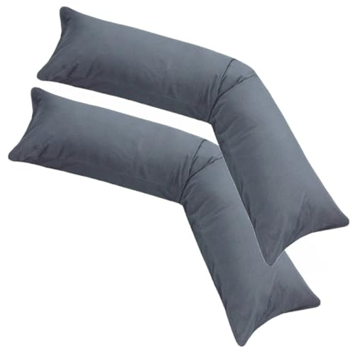 Moon pack de 2 unidades de fundas para almohadas para dormir de lado en punto, 100 % algodón, funda de almohada, cojín para lactancia, antracita, 2er Pack 40x200