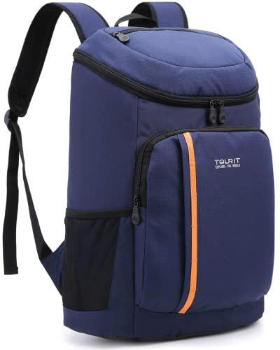 TOURIT Kühlrucksack Leichter Rucksack 28L mit Flaschenöffner Hält 30 Dosen Blau