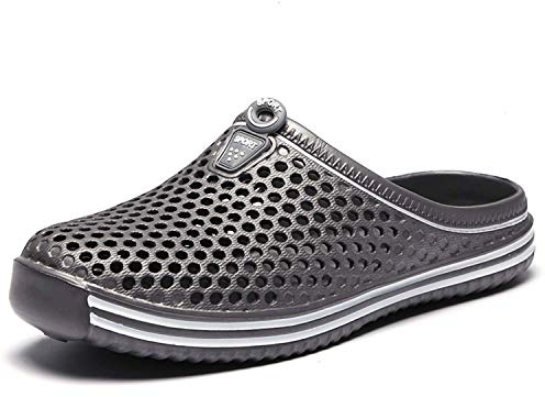 Sabots Mules Chaussures Respirant Fermé Chaussures de Jardin D'Été Amants Pantoufles Plage Sandales Hommes Femmes Piscine Sandales Chaussons Unisexe Gris 45