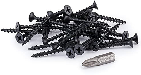 SEQUAL® Firmfix Fine Thread Drywall Screws M3.5 x 38mm (Box of 200), Phillips Bugle Head. Corrosion-Resistant. Black Phosphate Finish. Sharp Piercing Point for Plasterboard, Drywall and Wood.
