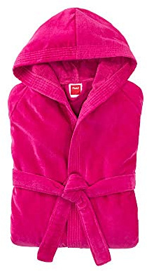 PANA Miami velour unisex bomullsbadrock med huva, basturock, badrock för kvinnor, badrock för män med huva, mjukt material, knälängd, storlek: medium, färg: fuchsia