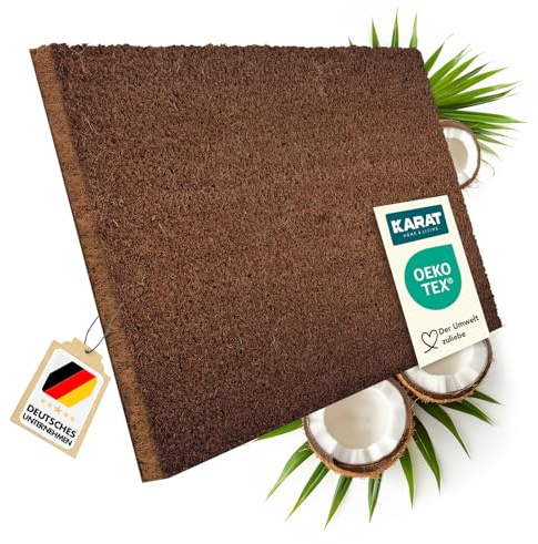 KARAT Felpudo para exterior e interior, 60 x 90 cm, marrón, 17 mm de altura, felpudo de coco, felpudo atrapa la suciedad, alfombrilla de coco con parte trasera antideslizante para puerta de casa,