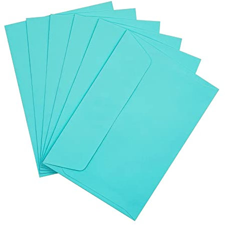 Raylu Paper® - 20 kleine farbige Umschläge mit Klebeverschluss und ohne Fenster für Party, Hochzeit, Geburtstag oder Weihnachten. Bunte Umschläge Größe C6 114 x 162 mm (Hellblau)
