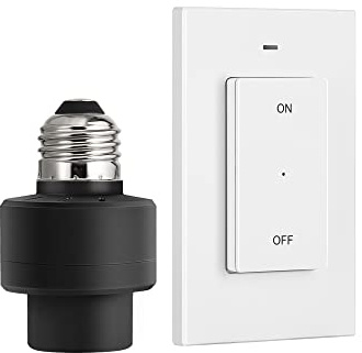 DEWENWILS Remote Control Light Socket, Wireless Light Switch for Pull Chain Light Lamp Fixtures, 100FT Range, No Wiring Needed, ETL Listed(1 Wall Mounted Controller+1 Bulb Base, Shorter Version)
