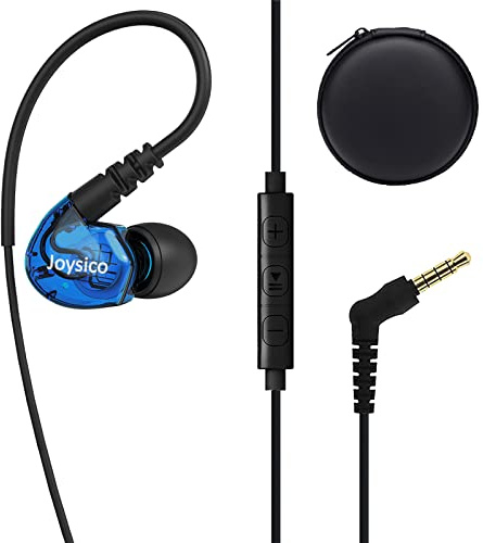 Stereo-to-Mono enkel öronsnäcka med mikrofon och kontroll, trådbundet One Ear hörlurar headset med över örat krok och fodral för mobiltelefoner bärbar dator, in-ear mono-hörlurar för körning, sport,