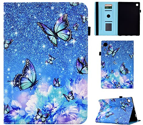 Vaitasy Funda Huawei Mediapad M5 Lite 10 10,1 Pulgadas 2018, Flip Book Protectora Cover con Ranura para bolígrafo Carcasa para Huawei Mediapad M5 Lite 10.1 - Mariposa