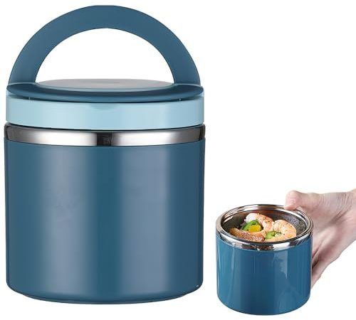 KBIBCK Thermobehälter für Essen, 1000ml Edelstahl Warmhaltebehälter, Warmhaltebehälter Essen, Thermobehälter, Edelstahl Thermobehälter mit Griff, Speisebehälter Thermobehälter für kaltes&heißes Essen