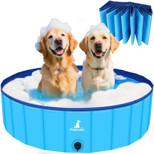 PourbibiPVC Piscine pour Chien Pliable Piscine Baignoire Bassin de Baignade, Piscine Grand pour Chien Chat Animal,Antidérapant, Intérieur Extérieur,dans Ie Jardin en Plein Air（80 x 20 cm）