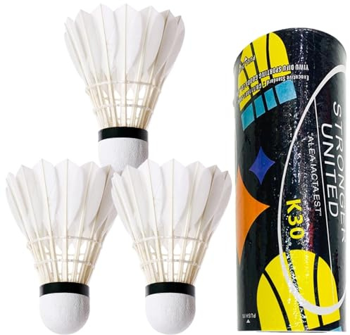 laxreheye Volant de badminton, jeu de balles de badminton - 3 balles de badminton avec plumes, volants, volants de badminton en plumes de canard professionnels, balles haute vitesse pour