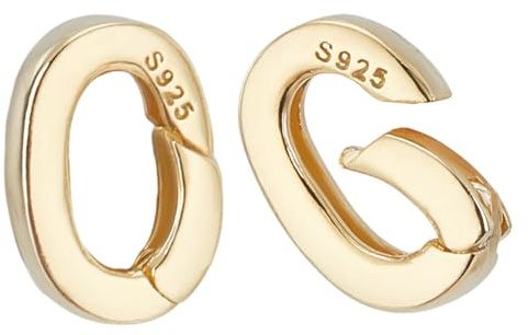 PH PandaHall 18K Gold Over 925 Sterling Silver Spring Gate Rings Clasp, 2pcs Oval Spring Clasp Connector Metal Necklace Shortener Clasp for Necklace Bracelet Keychain Jewellery Making, 10x7mm