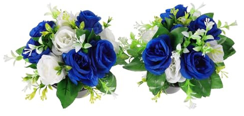 VANZACK Fleurs Artificielles pour Cimetière Bouquet Décoratif avec Vase pour Pierres Tombales Fleurs Commémoratives pour Décoration De Cimetière