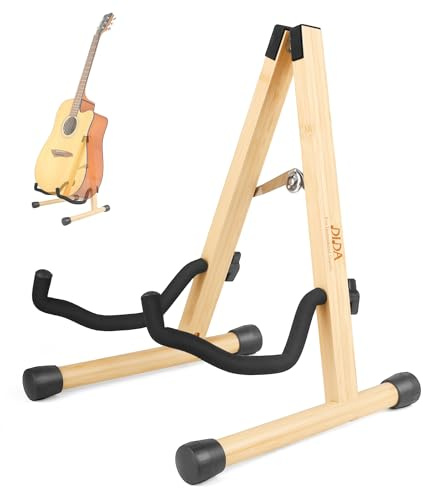 DIDA Guitar Stand, Wooden A-Frame Stands for Acoustic Guitar, Violin, Ukulele, Electric Guitar, Bass, and Cello with Non-Slip Padding for Home and Travel (Bamboo, Acoustic Guitar)