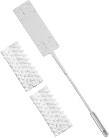 Spolverino riutilizzabile, spazi ristretti retrattili, 60 x 8 cm, teste in tessuto lavabile, asta flessibile estensibile per la pulizia sotto frigorifero, letto e mobili, multicolore